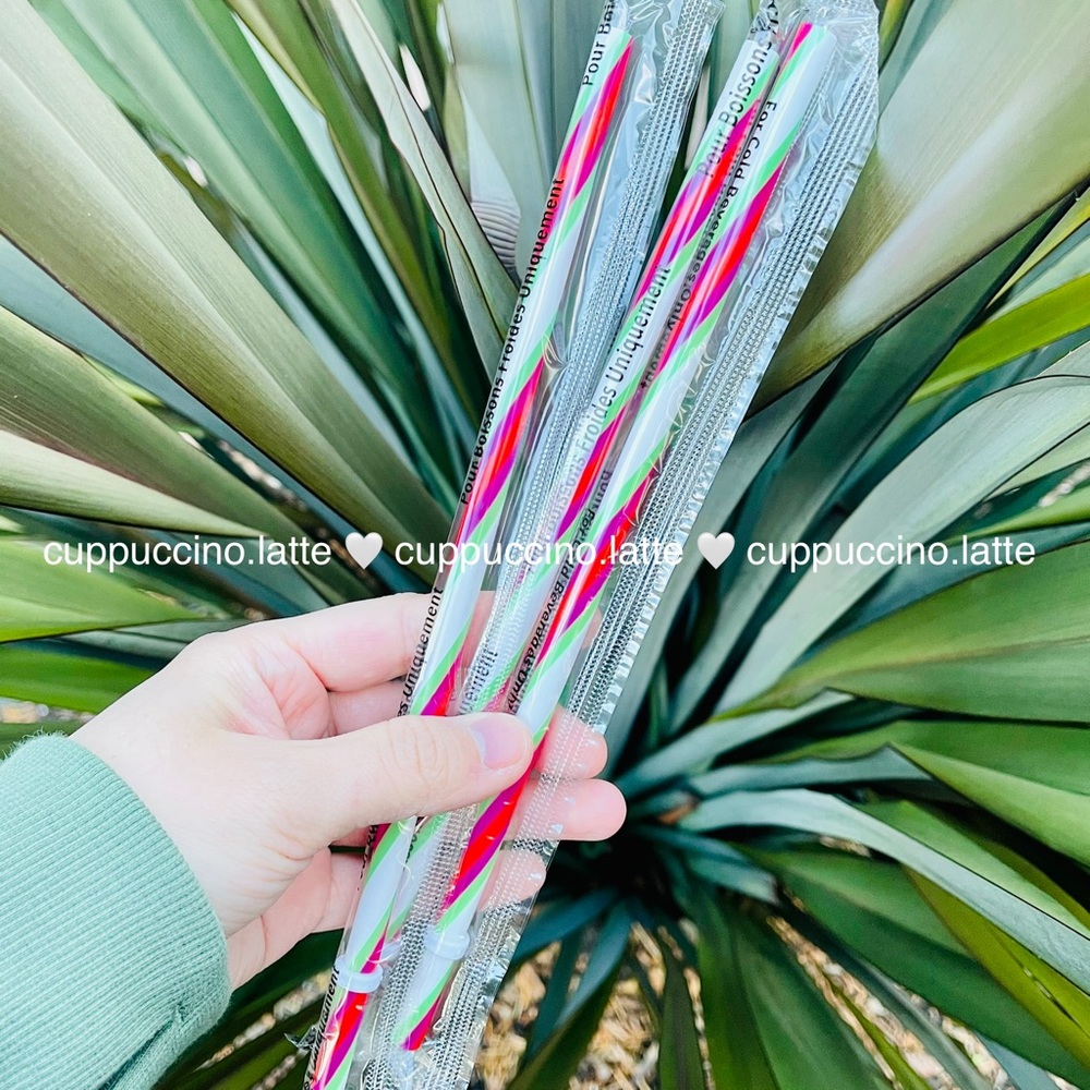 💚3 NEW❤️Starbucks Holiday 2021 Neon Swirl Candy Cane Reusable Straws